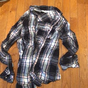 Abercrombie Kids XL/16 Navy/Pink/Wht Plaid Shirt